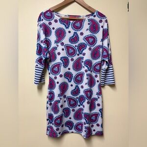Tracy Negoshian 3/4 Length Sleeve Paisley & Stripes Dalia Dress- Small